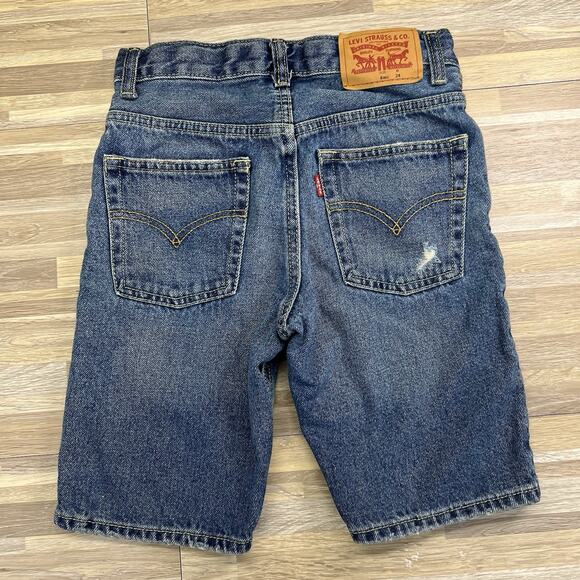 Levi’s 511 Slim Fit Kids Size 8 Distressed Denim Shorts Dark Adjustable - JL498 - Picture 2 of 9